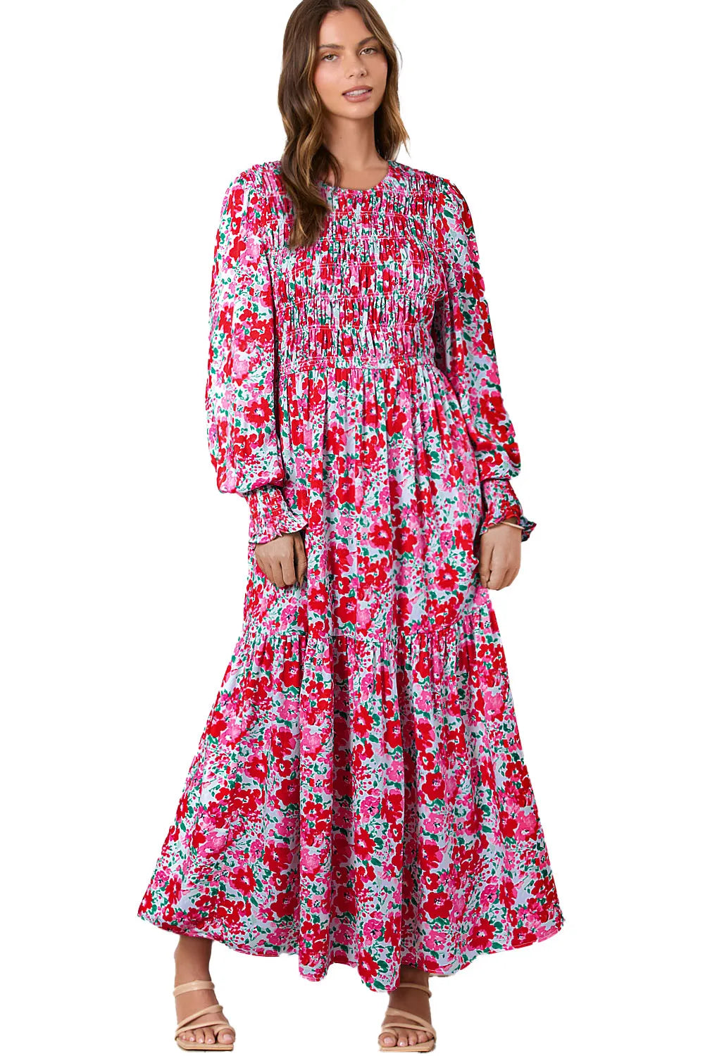 Irissa™ | Vestido largo azul cielo con estampado floral