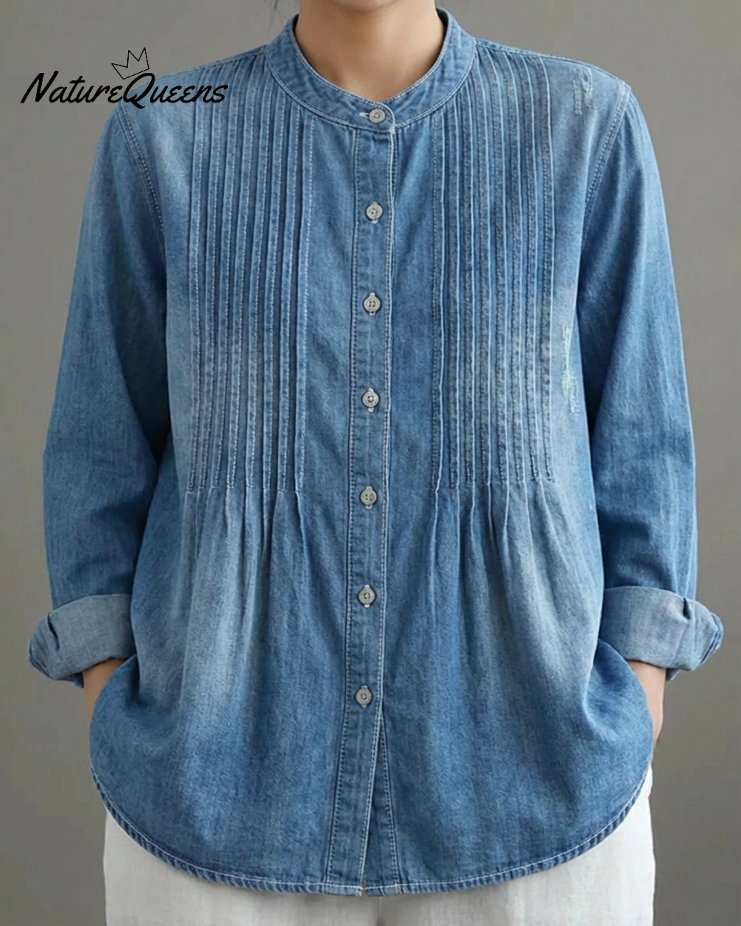 Luxna™ | Camisa informal de algodón plisada para mujer