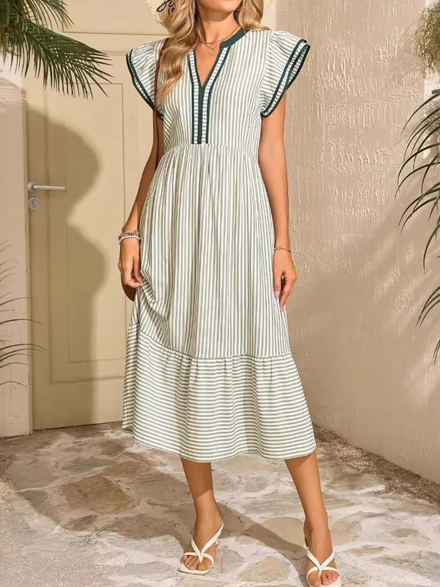 Spark™ | Vestido de manga corta, a rayas, de estilo casual, elegante y con estilo