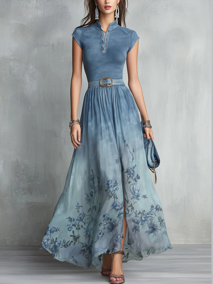 Qora™ | Elegante vestido con estampado floral degradado