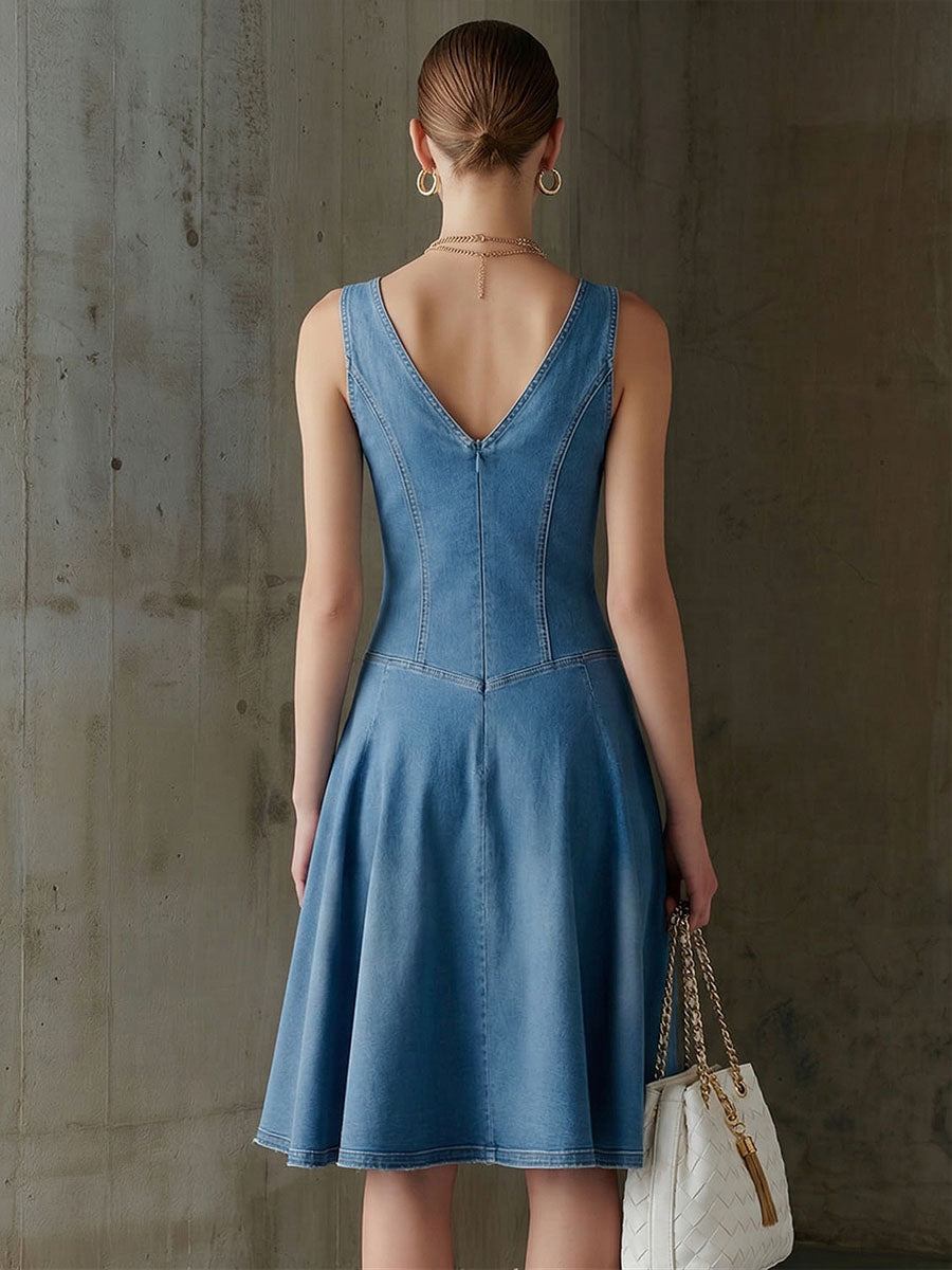 Súa™ | Vestido informal de denim sin mangas, de corte holgado