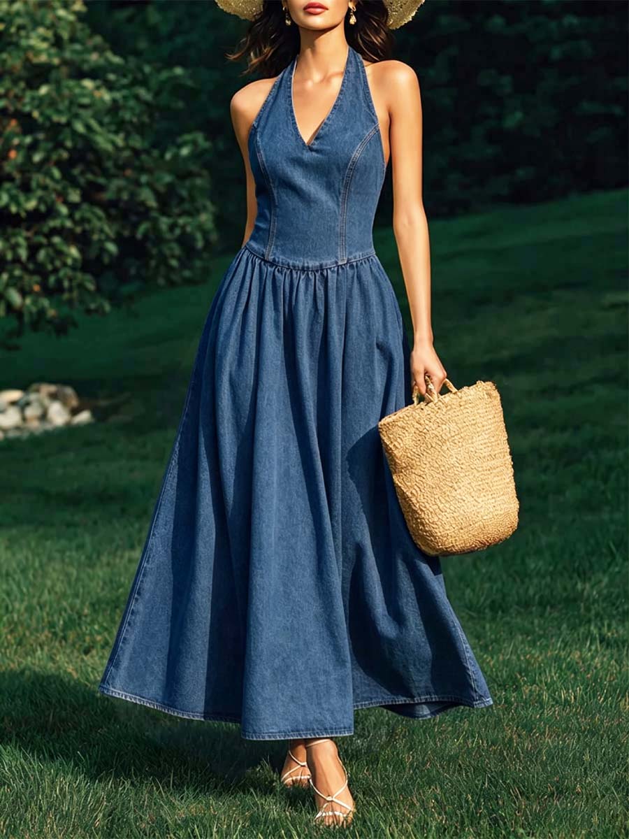 Mossy™ | Vestido informal de mezclilla con cuello en V