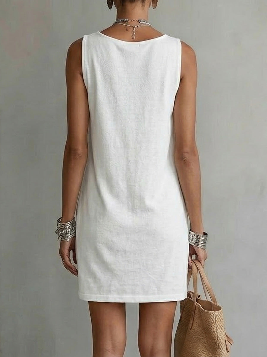 Luvora™ | Vestido sin mangas de algodón con cuello drapeado