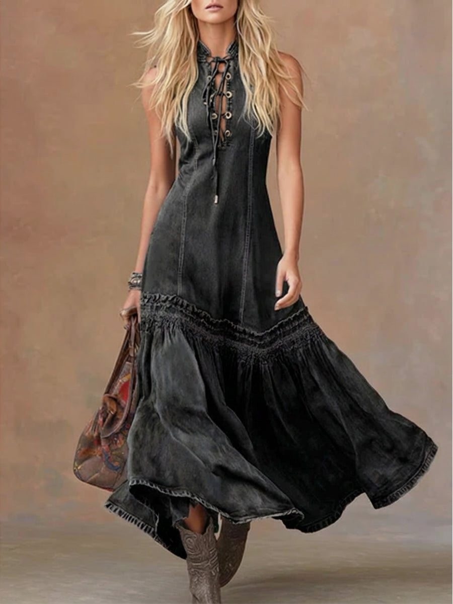 Silex™ | Vestido informal sin mangas de vaqueros con corte en cola de pez para mujer
