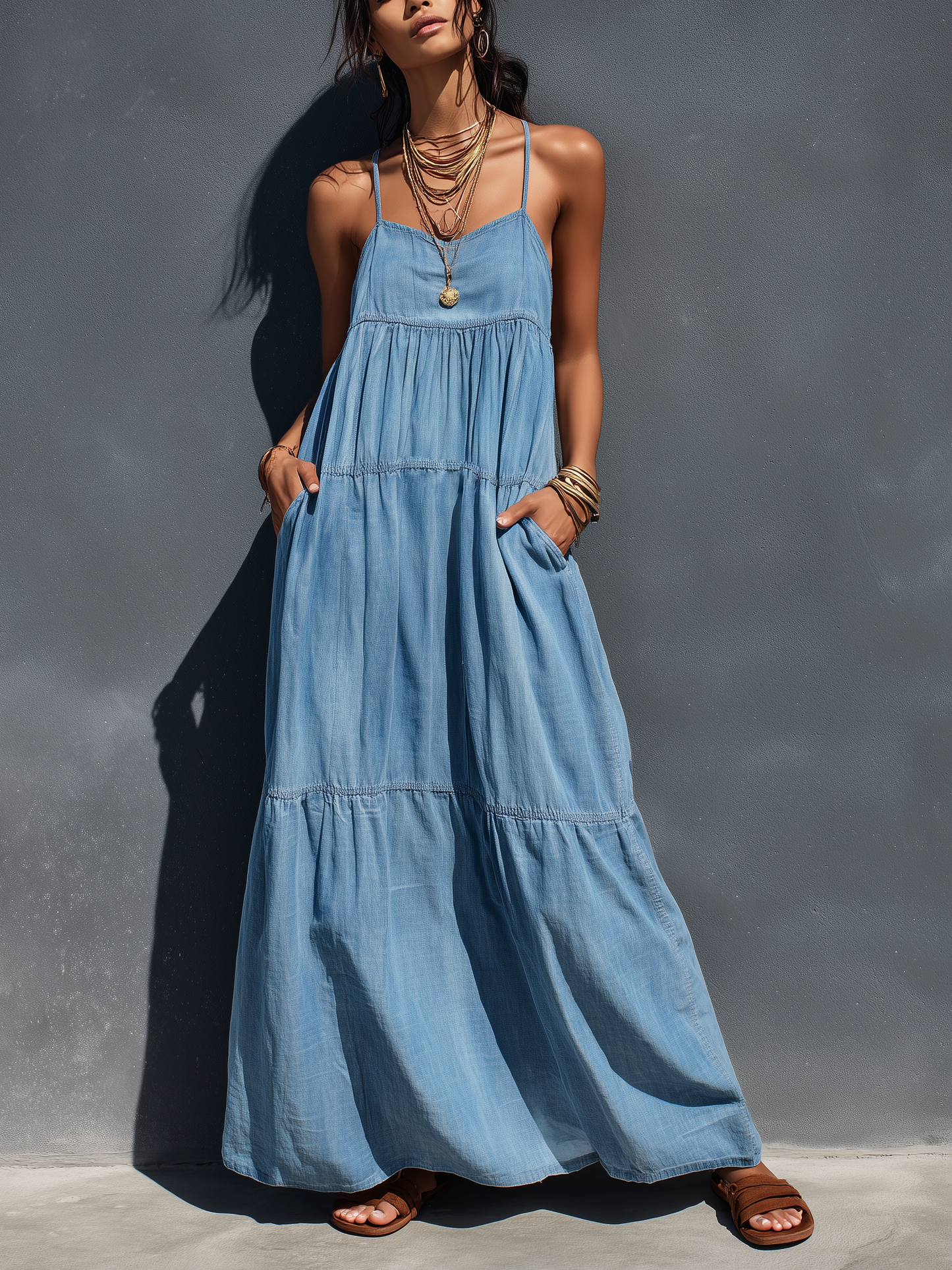 Belva™ | Vestido informal de vaqueros con tirantes para mujer