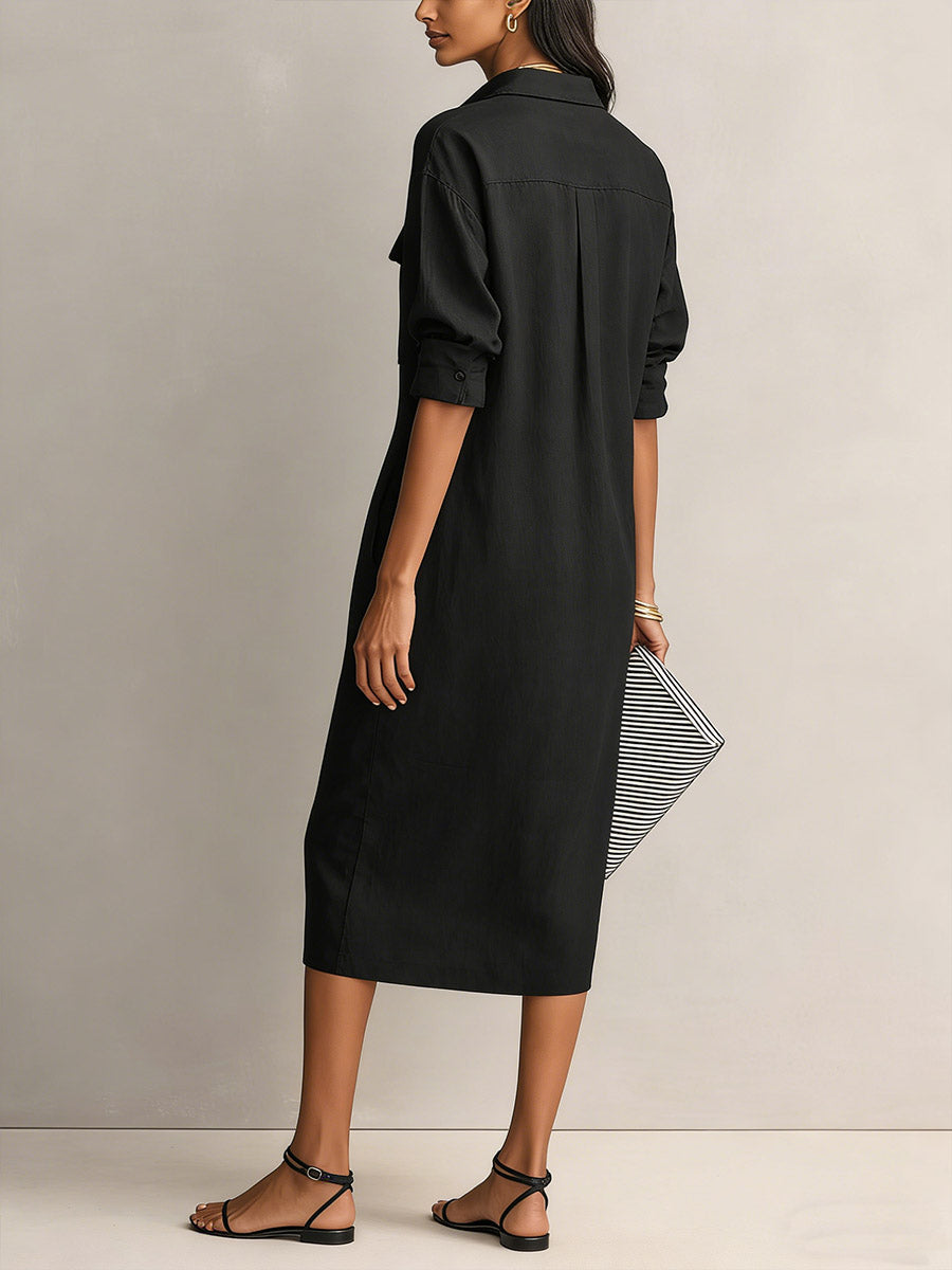 Phlora™ | Vestido informal holgado de algodón y lino
