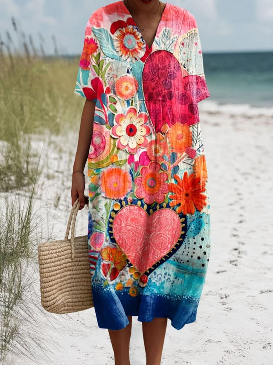 Azura™ | Vestido midi de estilo retro boho con estampado floral