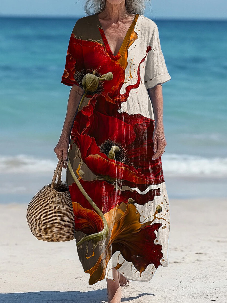 Berylla™ | Vestido midi holgado, elegante y chic, con estampado floral