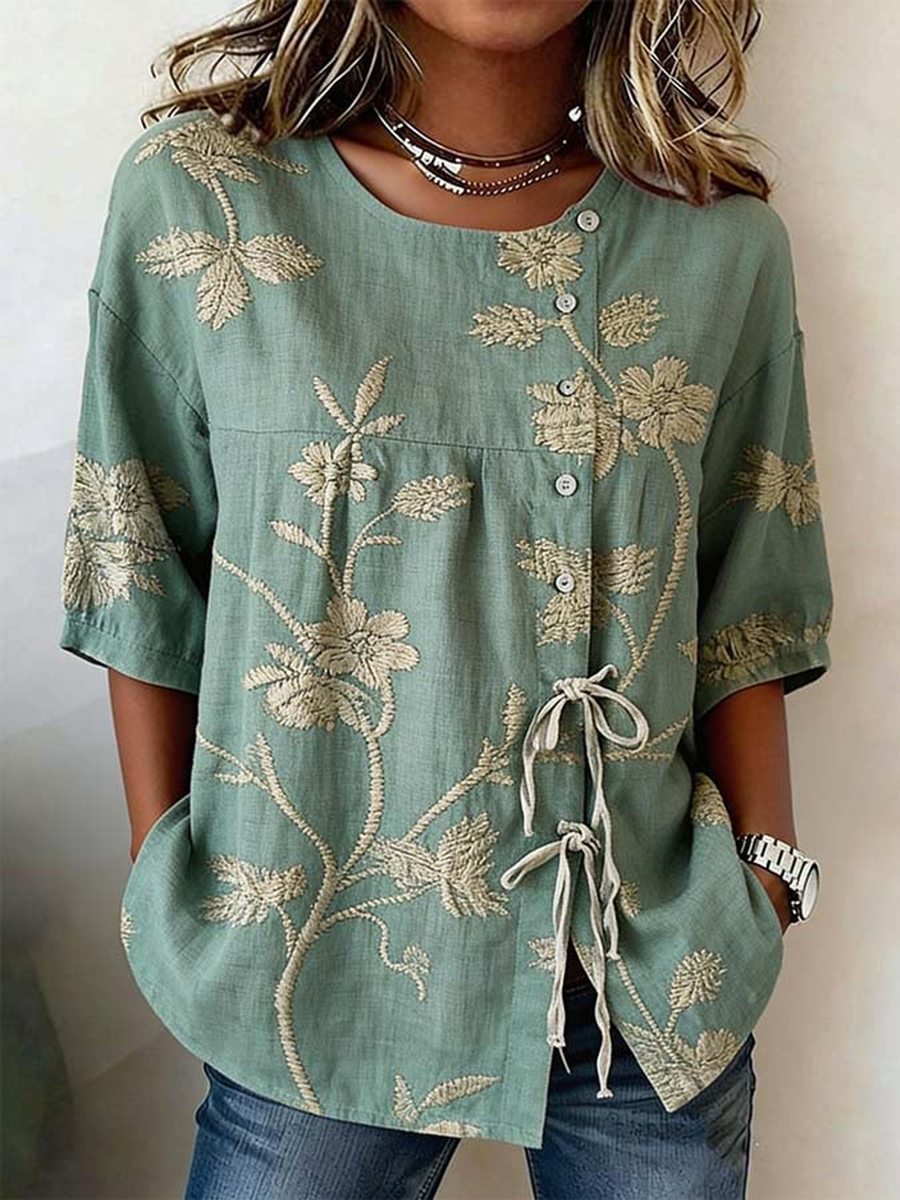Swy™ | Camisa de mujer abotonada y con cordones