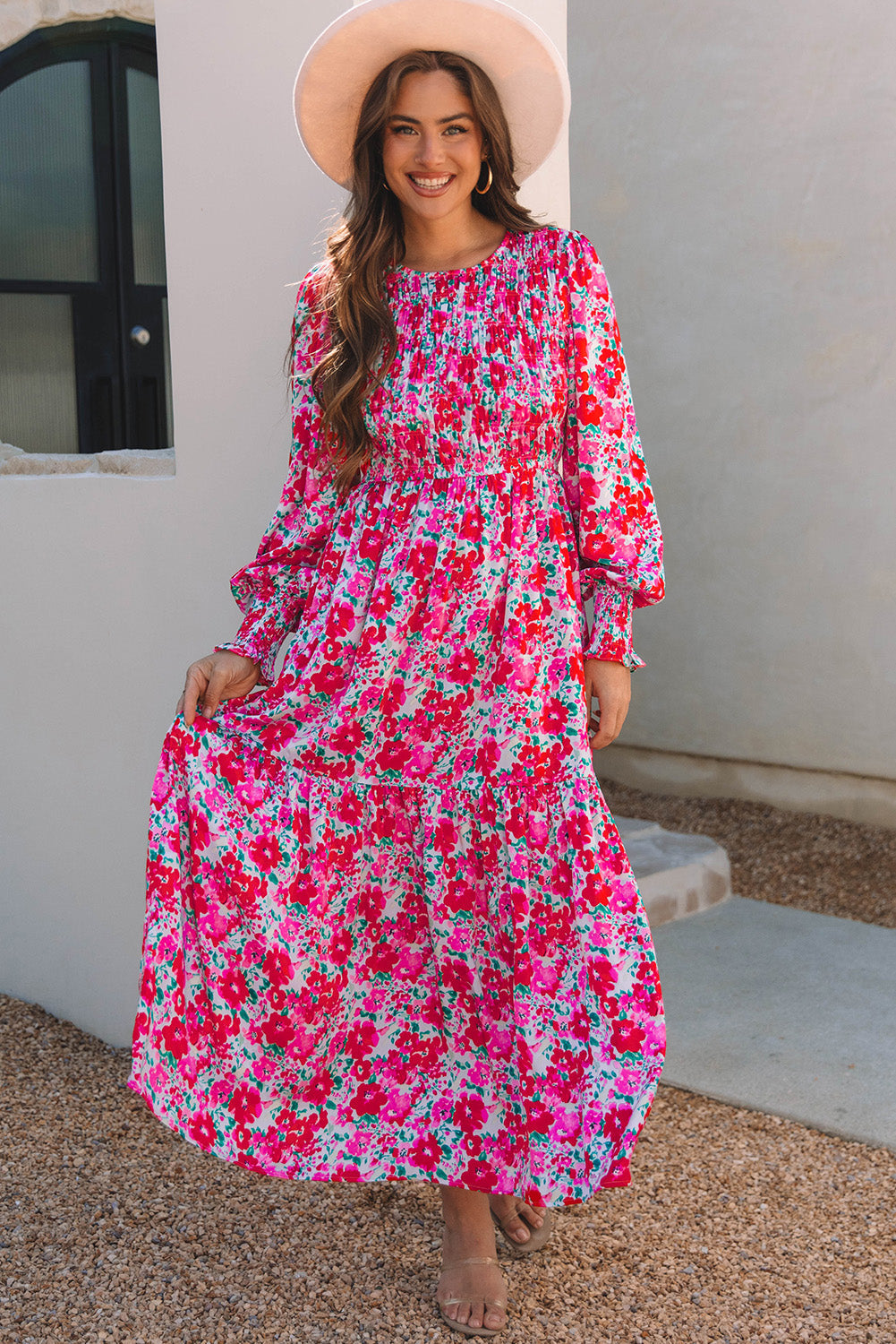 Irissa™ | Vestido largo azul cielo con estampado floral