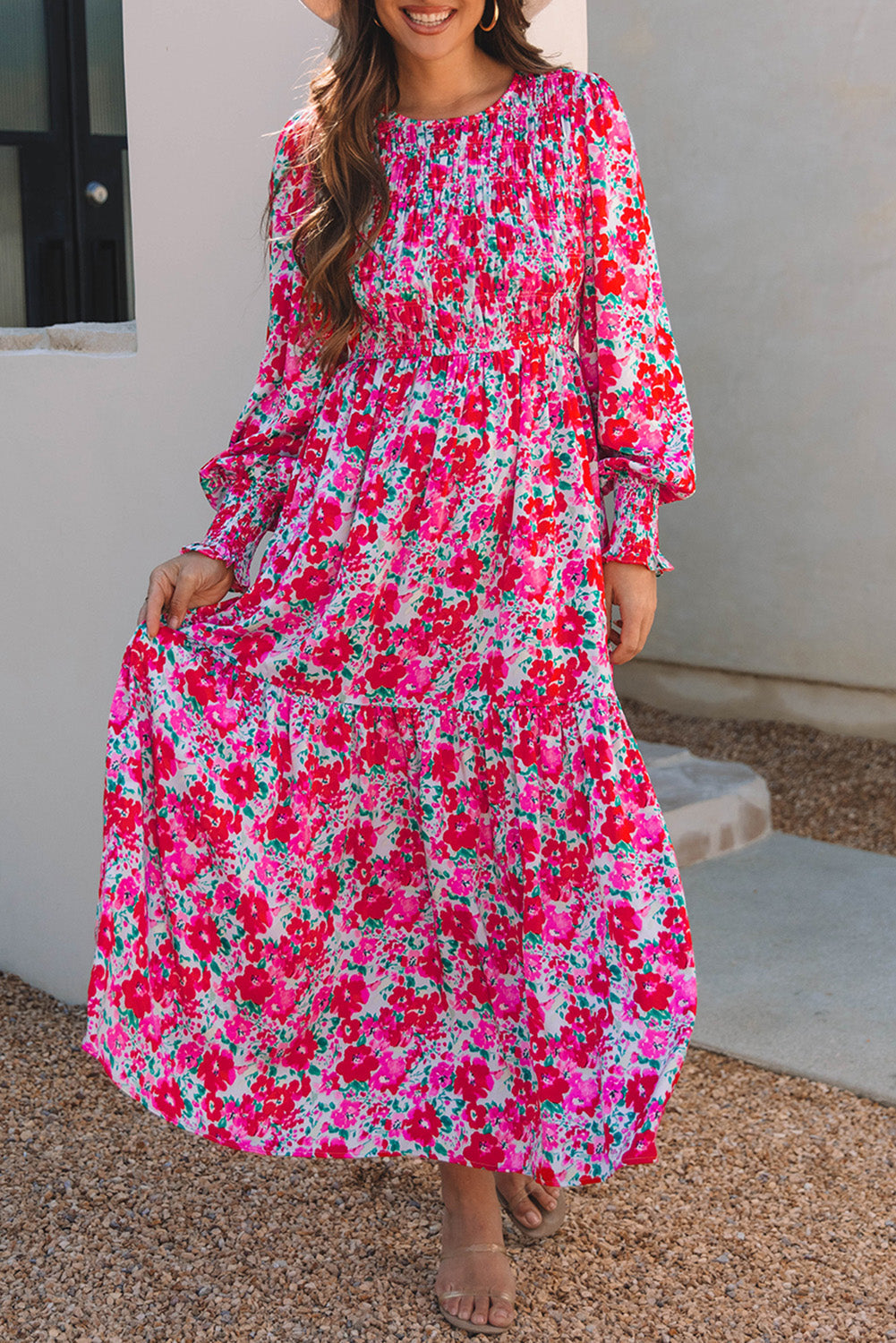 Irissa™ | Vestido largo azul cielo con estampado floral