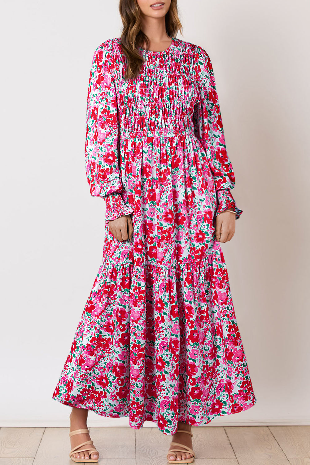 Irissa™ | Vestido largo azul cielo con estampado floral