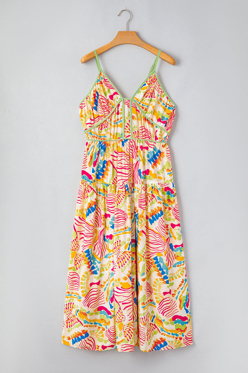 Kaldra™ | Vestido con tirantes finos y ribetes, estampado abstracto naranja