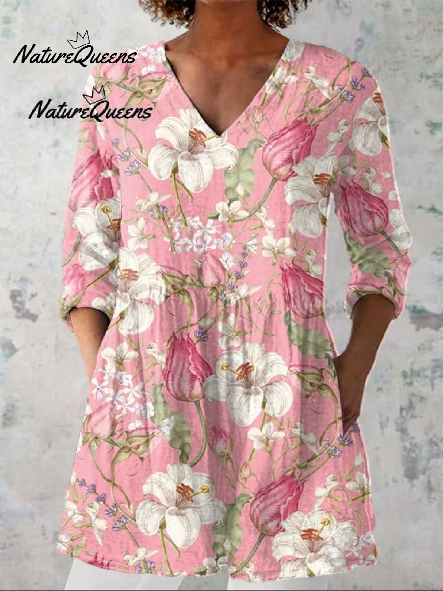 Women Vintage Flowers Art Print Loose Top Peter Pan Collar Half Sleeve Blouses