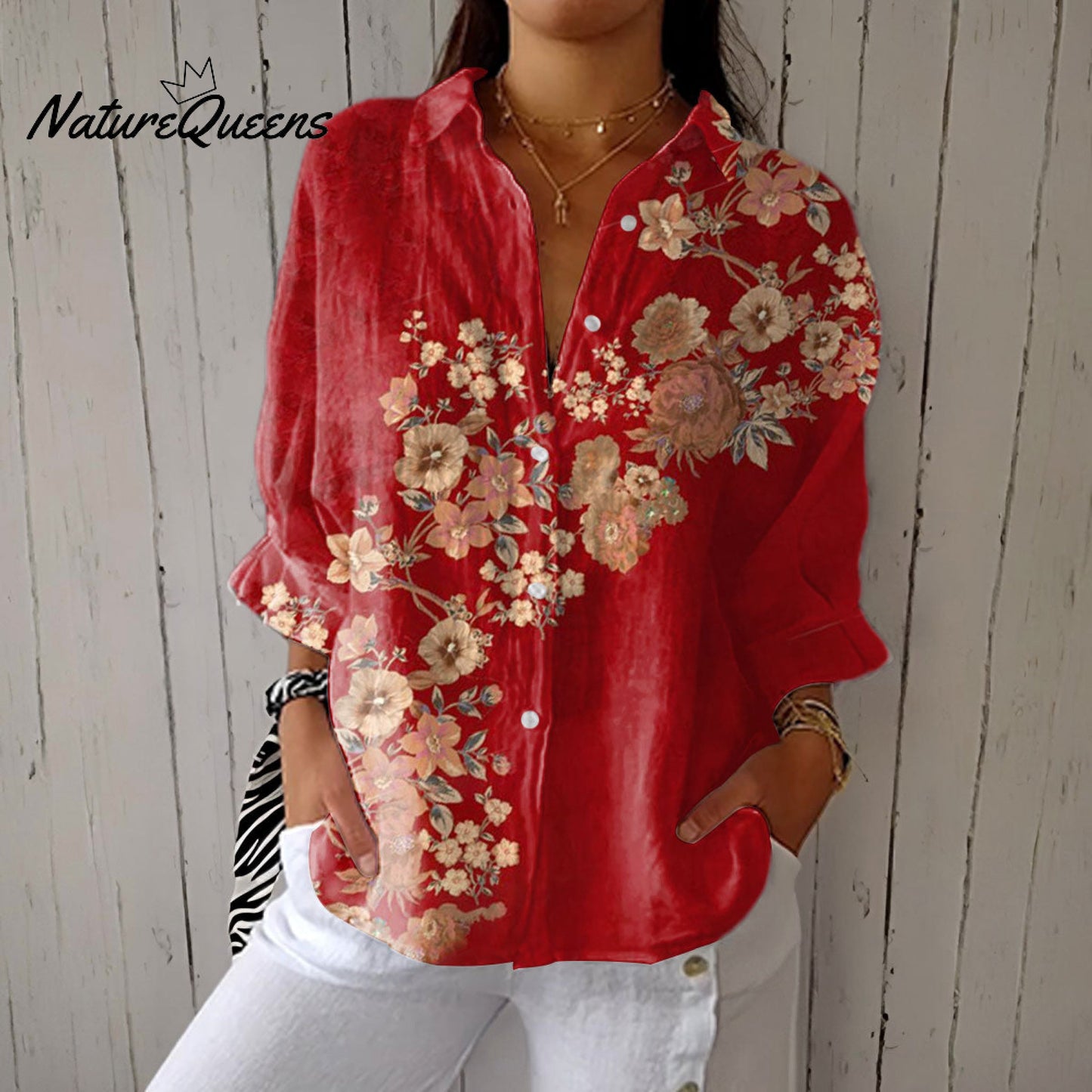 Eya™ | Vestido midi bohemio y elegante con cuello en V y estampado floral vintage para mujer