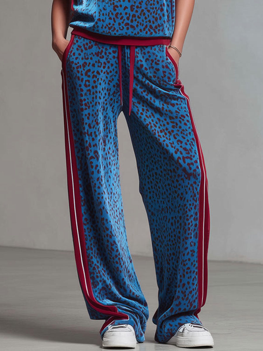 Nebula™ | Conjunto de top sin mangas con capucha y estampado de leopardo y pantalones de terciopelo