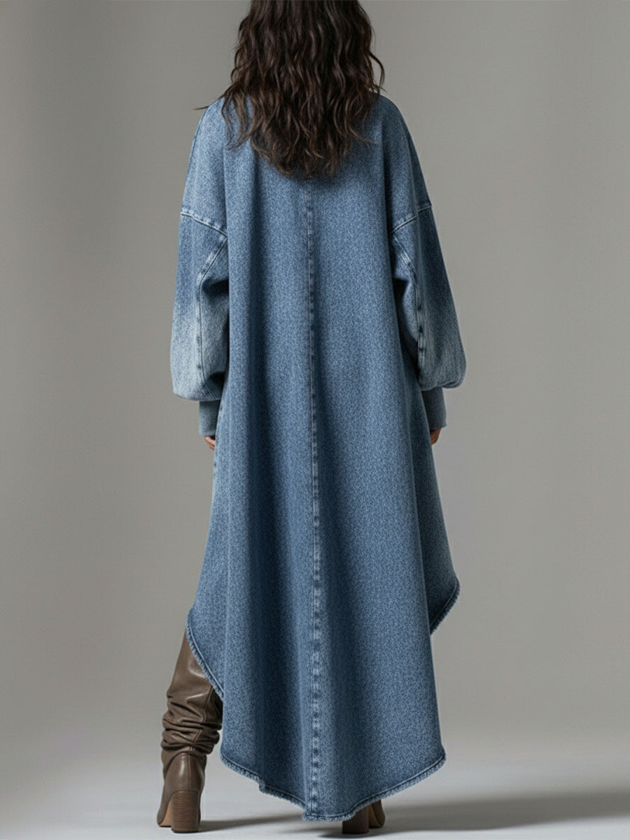 Satinne™ | Vestidos mini informales de denim con cuello en V
