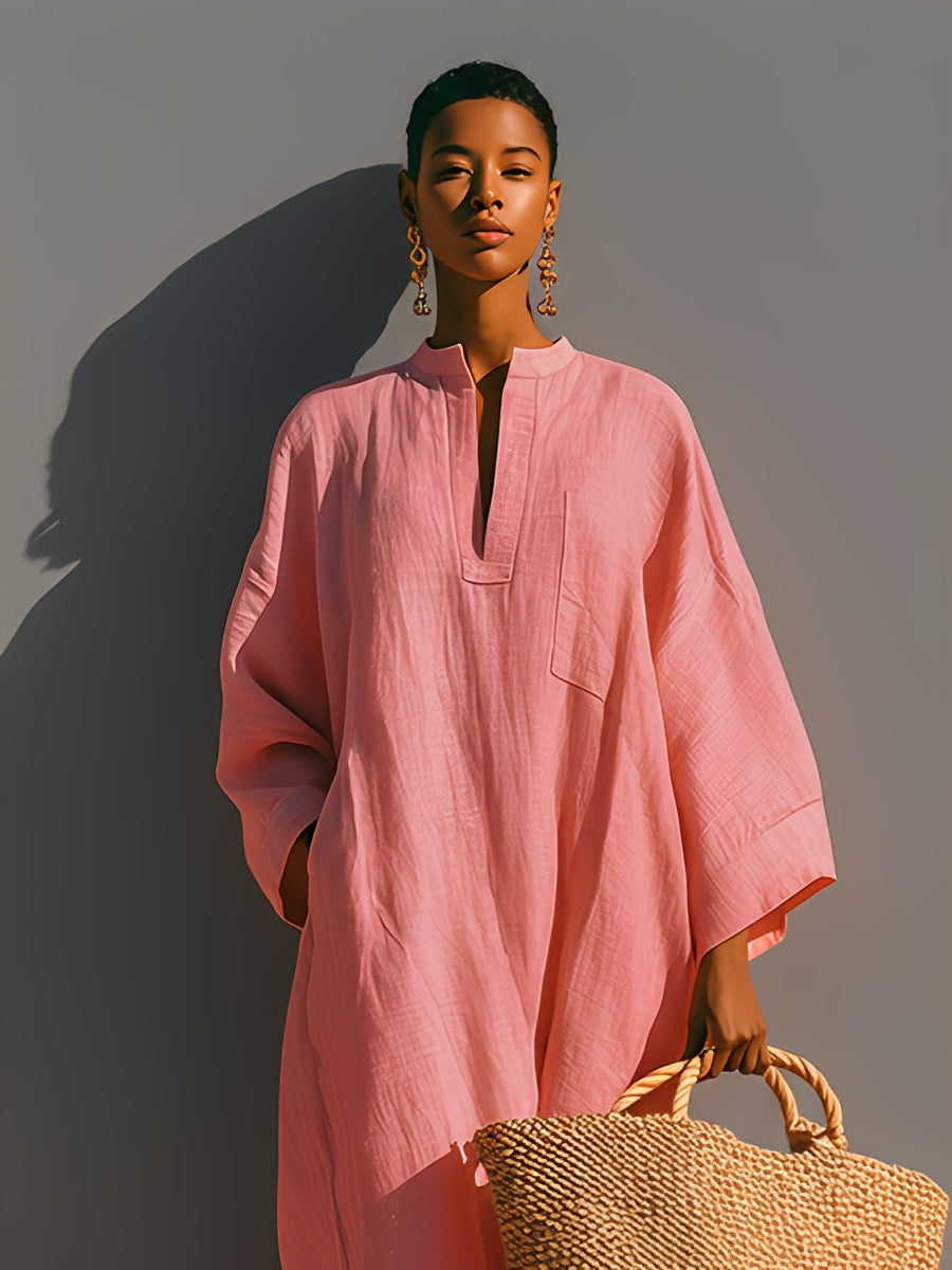 Océane™ | Vestido de lino rosa palo