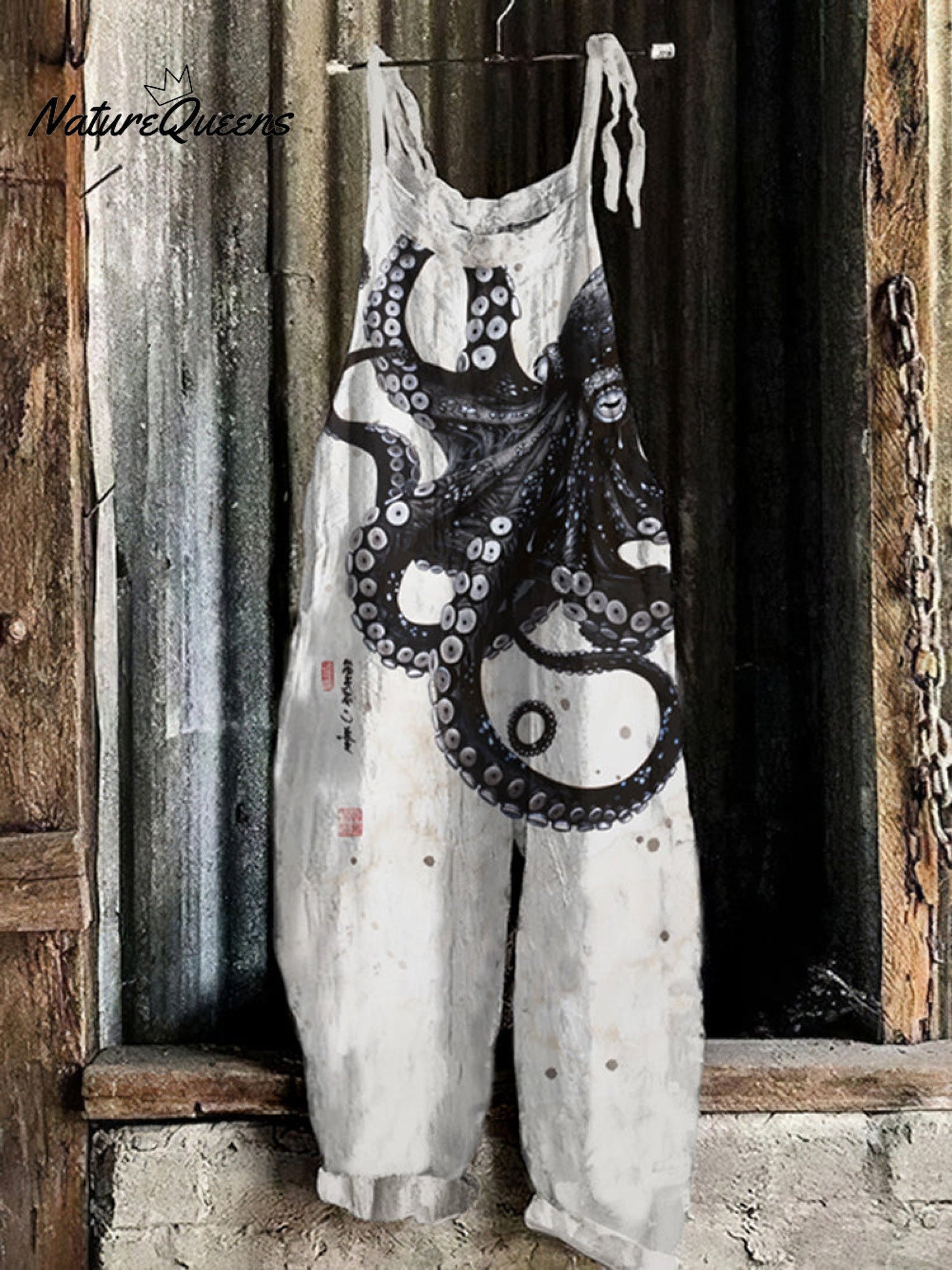 Nocturne™ | Mono holgado informal con estampado de tinta de pulpo y arte japonés retro