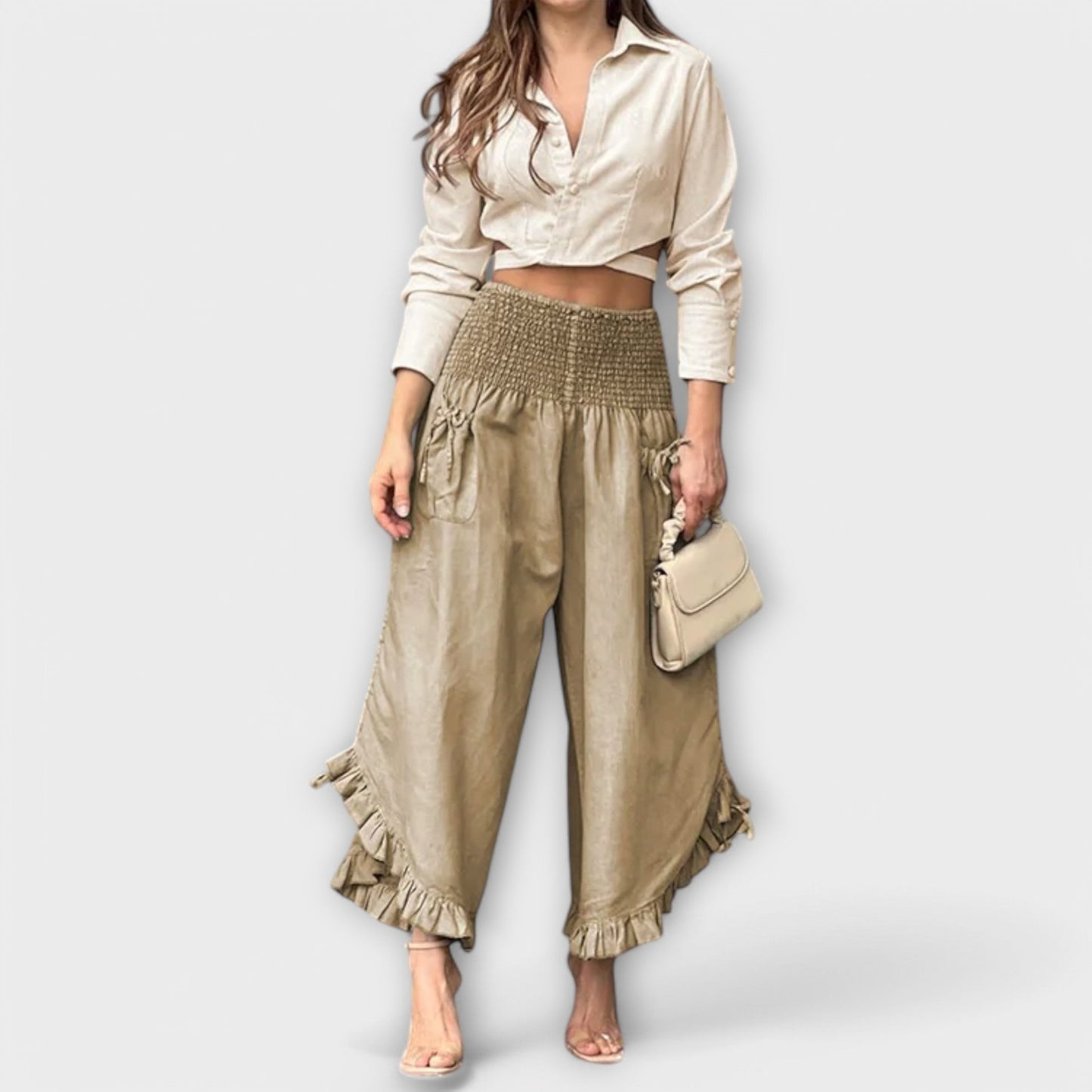 Jaya | pantalones de lino holgados con pliegues de moda