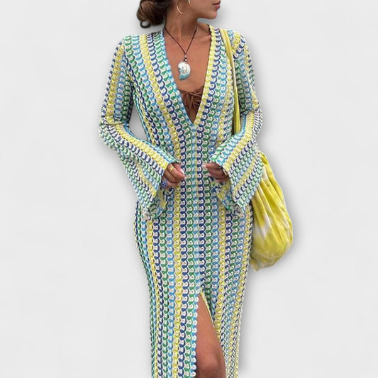 Elina | Vestido maxi con escote en V y un toque de vacaciones