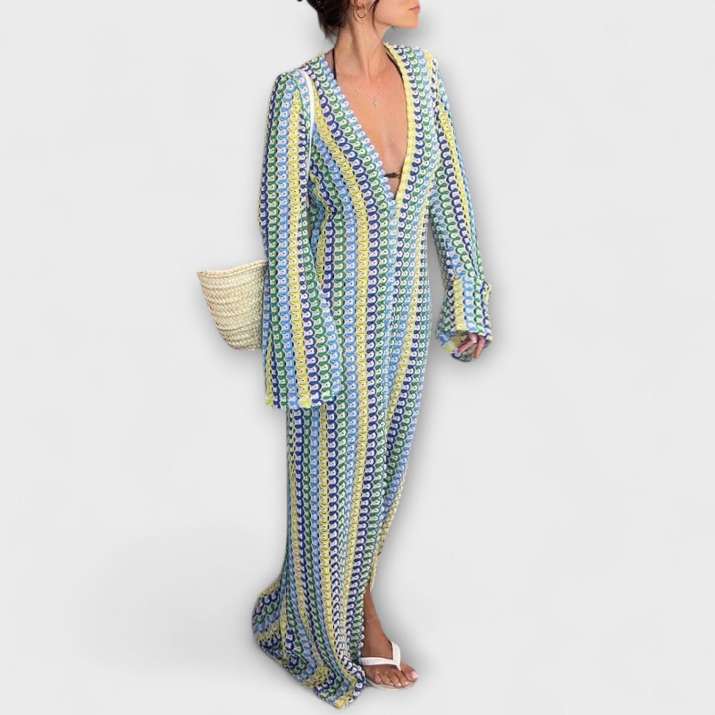 Elina | Vestido maxi con escote en V y un toque de vacaciones