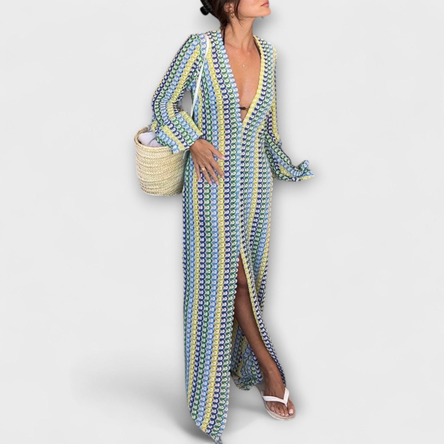 Elina | Vestido maxi con escote en V y un toque de vacaciones