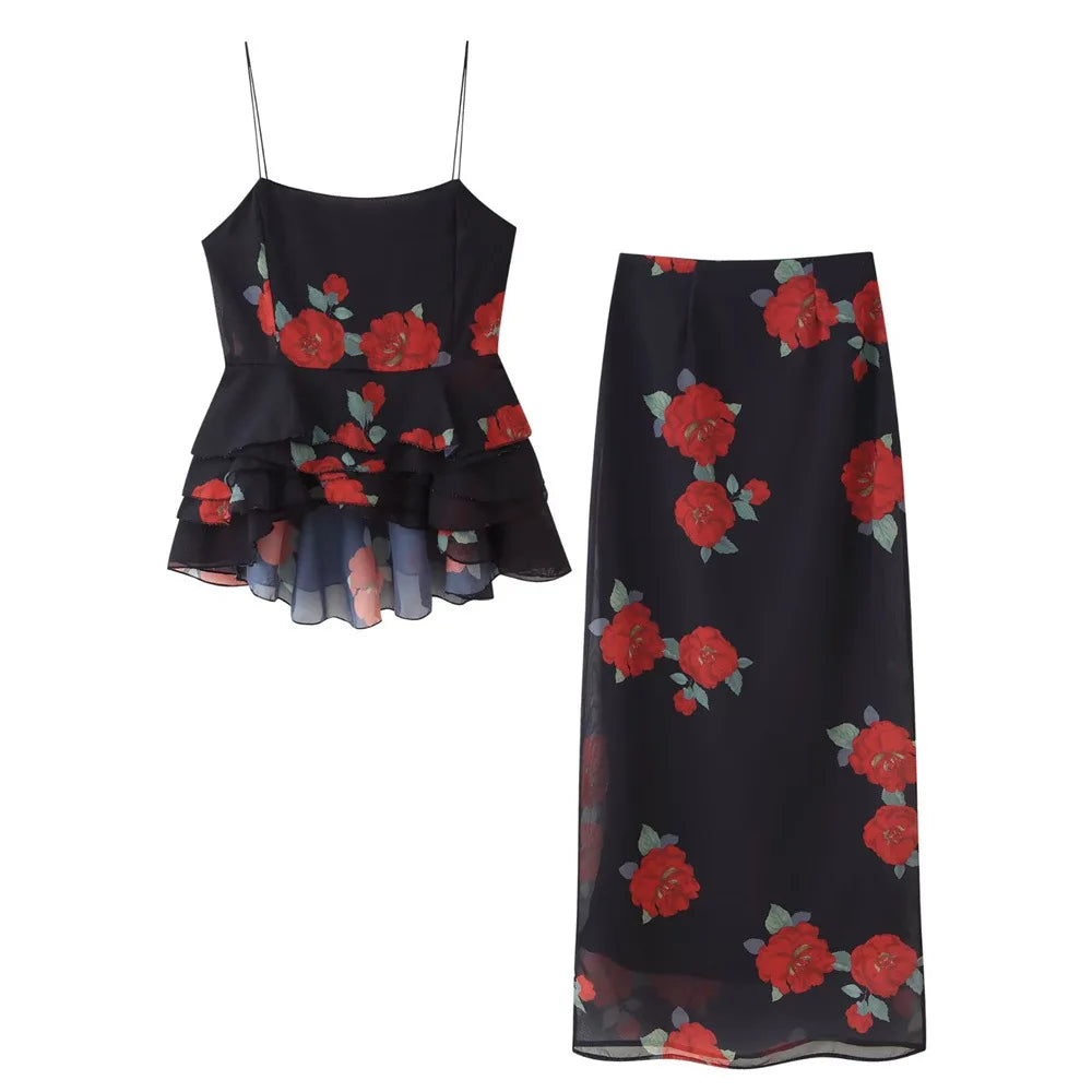 Ensemble noir chic avec jupe longue