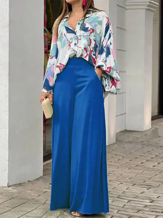 Conjunto de pantalones de camisa suelta vintage