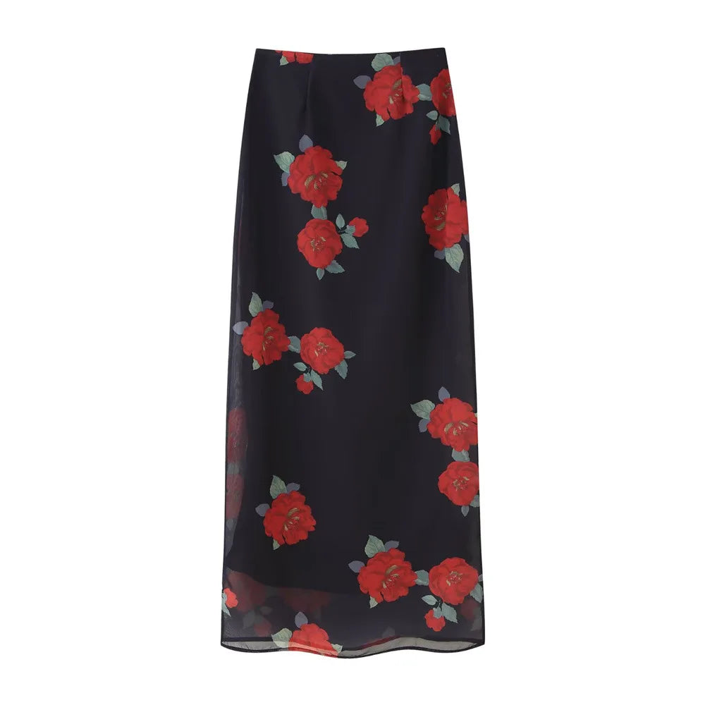 Ensemble noir chic avec jupe longue