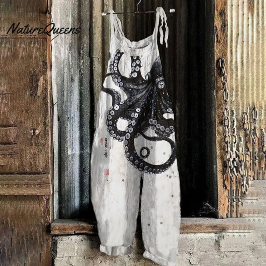 Nocturne™ | Mono holgado informal con estampado de tinta de pulpo y arte japonés retro