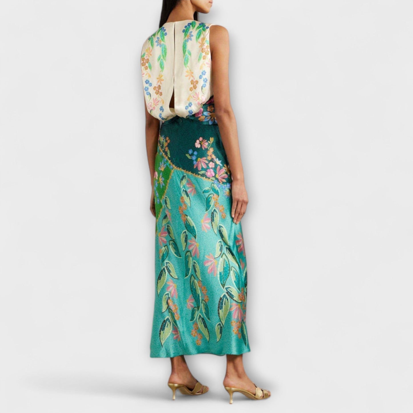 Aisling | Vestido Maxi Elegante con Drapeado y Estampado Floral
