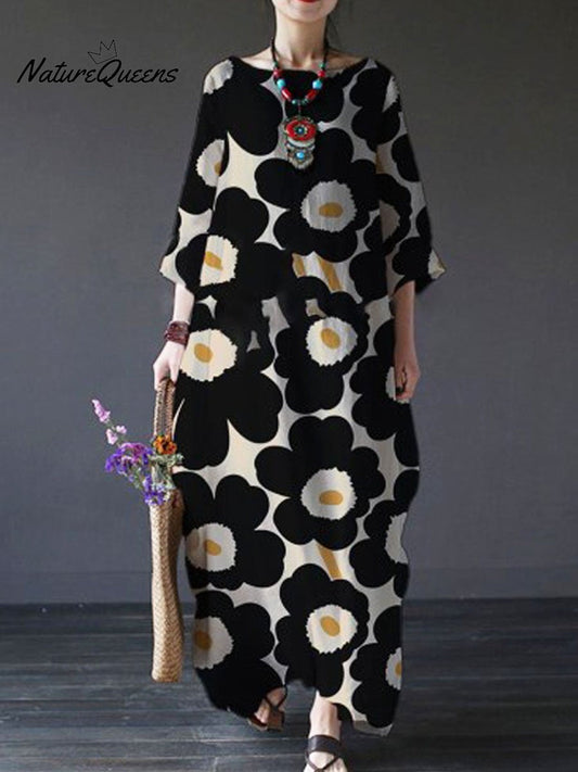 Sarto™ | Vestido informal holgado de manga larga para mujer con estampado floral, talla grande