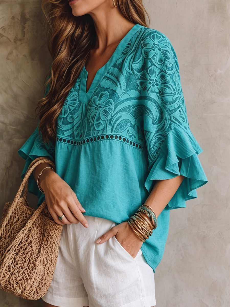 Ronja™ | Blusa informal de algodón a cuadros