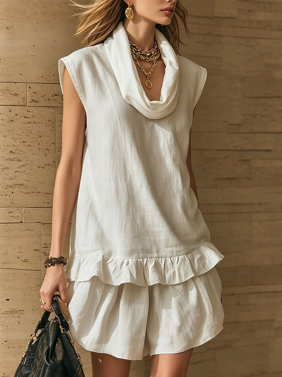 Form™ | Conjunto de dos piezas para mujer con minifalda sin mangas y volantes