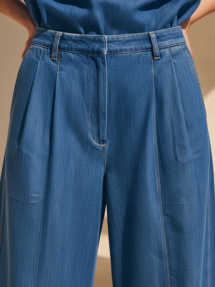 Dulce™ | Conjunto de camisa oversize de denim azul marino