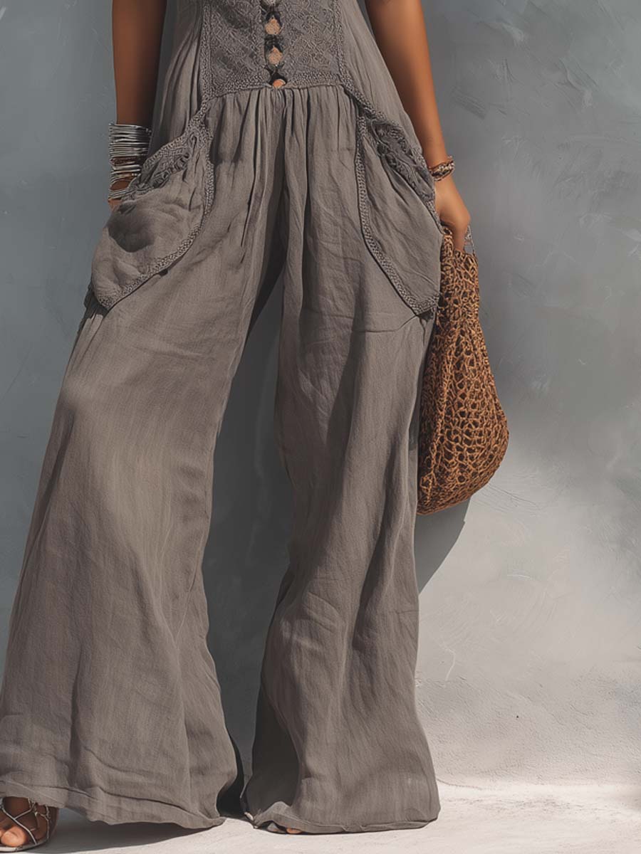 Octave™ | Mono halter de encaje con efecto lavado vintage y cintura ceñida