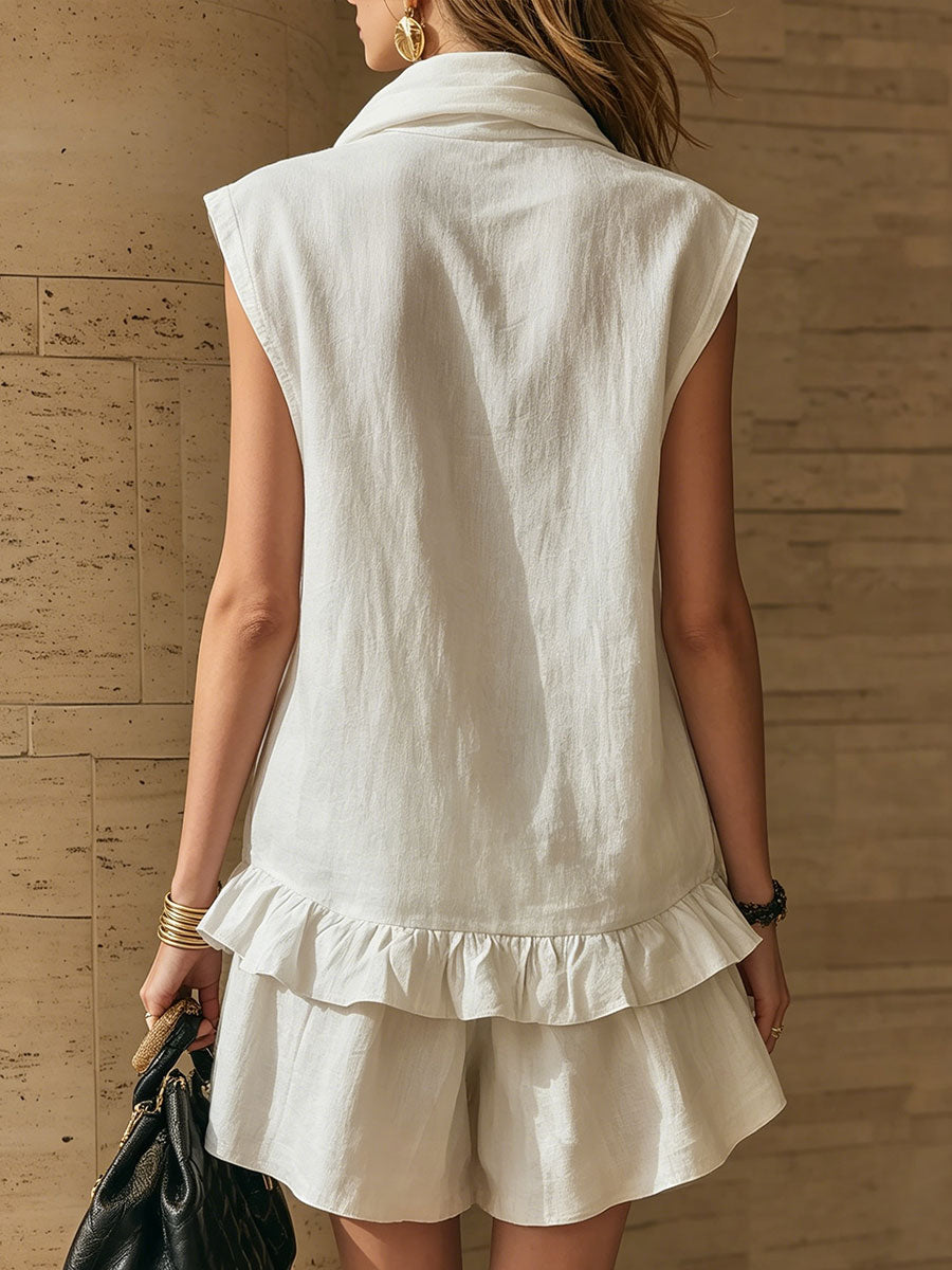 Form™ | Conjunto de dos piezas para mujer con minifalda sin mangas y volantes