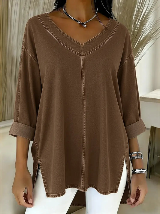 Arthemis™ | Top informal de algodón vaquero desgastado para mujer