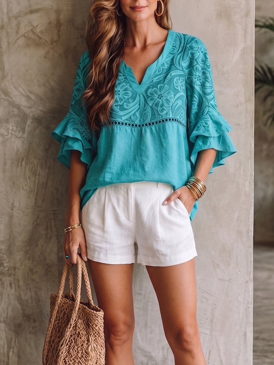 Ronja™ | Blusa informal de algodón a cuadros