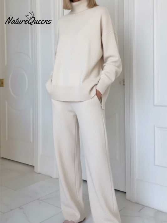Maya™ | Conjunto de dos piezas para viajar: top informal con cuello alto y cremallera lateral, y pantalones rectos
