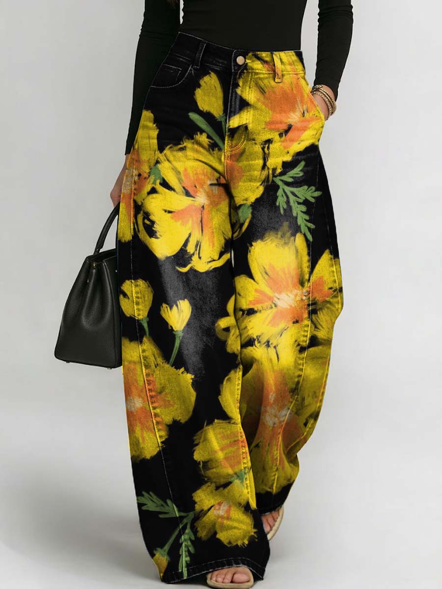 Linum™ | Pantalones vaqueros informales y elegantes para mujer con estampado floral