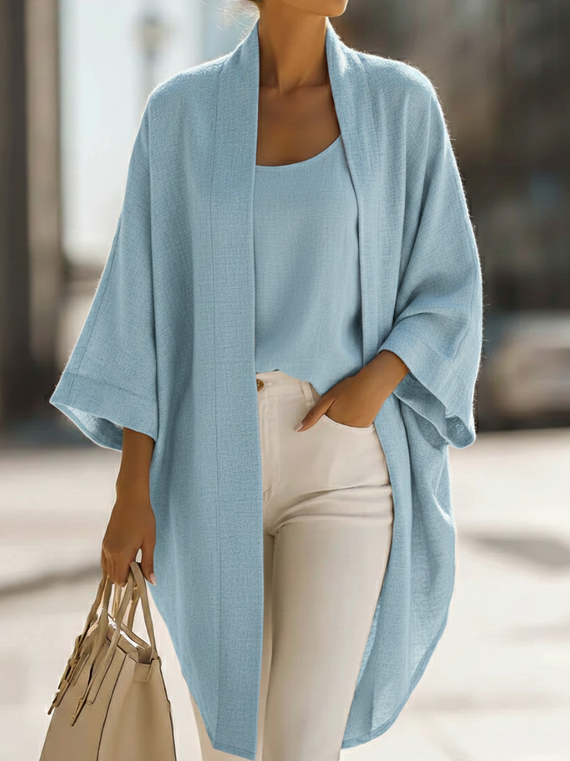 Jext™ | Conjunto de chaqueta y chaleco de lino, holgados, minimalistas y cómodos