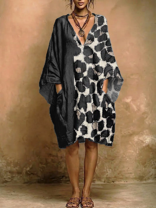Textur™ | Vestido retro con estampado vintage y bolsillos para mujer