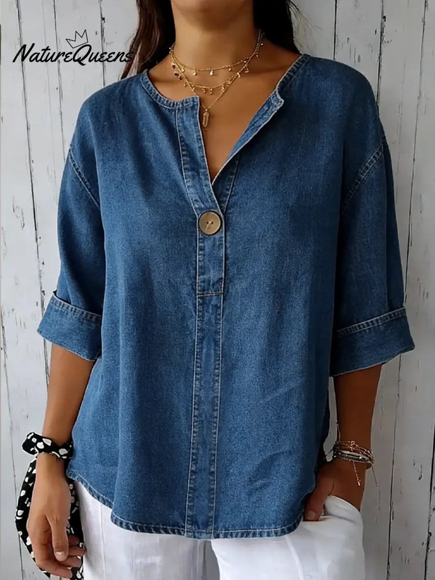 Verda™ | Camiseta informal de algodón y denim para mujer