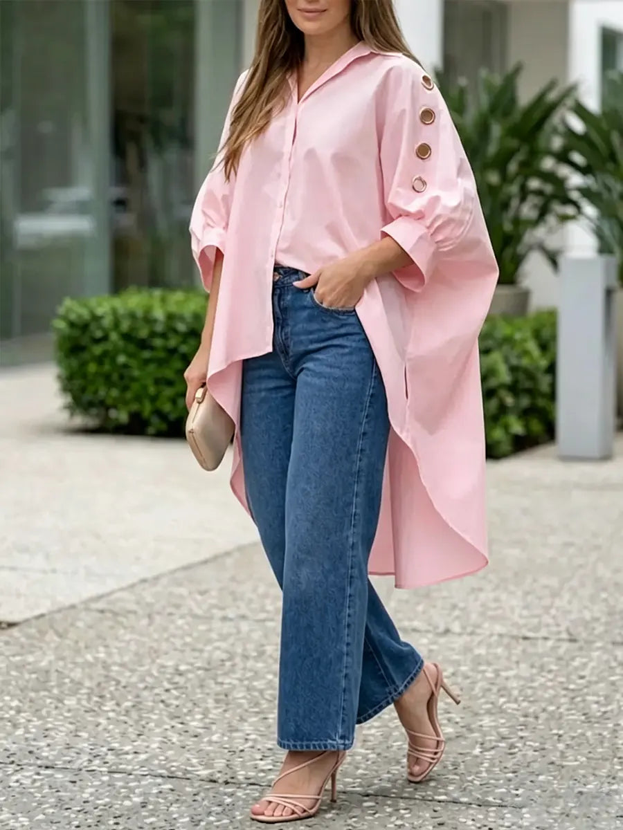 Loose-fit Shirt Dress With Metal Details