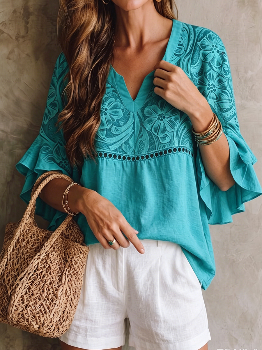 Ronja™ | Blusa informal de algodón a cuadros
