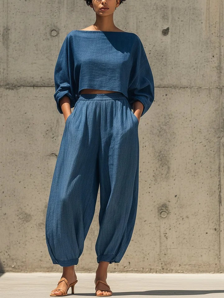 Mell™ | Conjunto de dos piezas estilo vaquero azul
