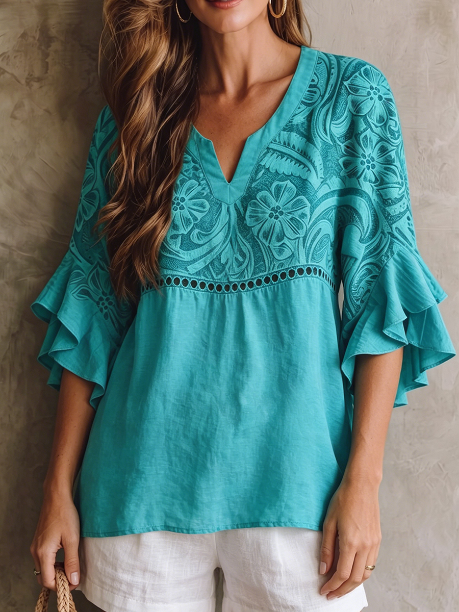 Ronja™ | Blusa informal de algodón a cuadros