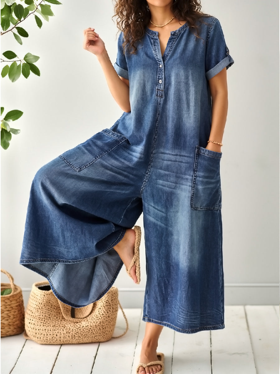Slate™ | Mono informal de mujer de denim de corte holgado y manga corta